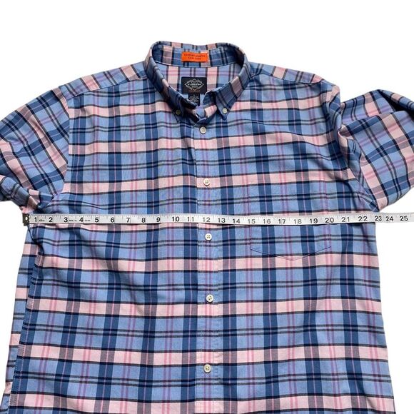 St. John’s Bay Comfort Stretch Easy Care Pink Blue Plaid Button Down Shirt L - Picture 3 of 7